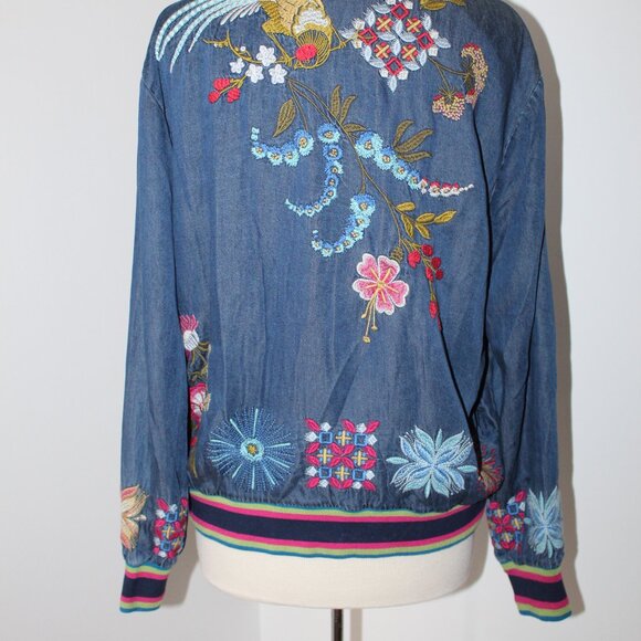 NWT Johnny Was Active Biya JWLA Dionne Snap Front Bomber Jacket Embroidered - Picture 7 of 9